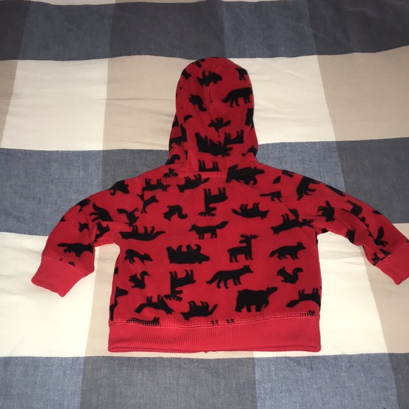 NWOT Carters Brand Red & Black Woodland Zip Up Hoodie Size 6 Months - Picture 5 of 5